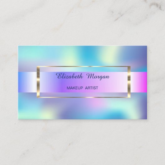 Elegant Trendy Stripe Gold Lijst Holographic Visitekaartje (Voorkant)