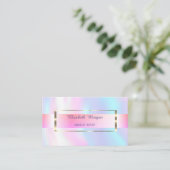 Elegant Trendy Stripe Gold Lijst Holographic Visitekaartje (Staand voorkant)
