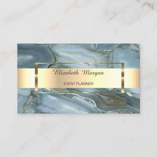 Elegant Trendy Stripe Gold Lijst, marmer Visitekaartje (Voorkant)