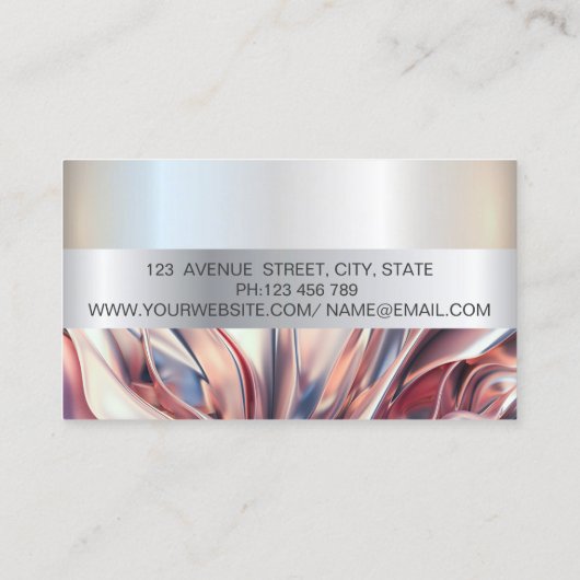 Elegant Trendy Stripe Silver Lijst, Abstract Visitekaartje (Achterkant)