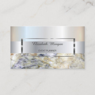 Elegant Trendy Stripe Silver Lijst, Blue Marble Visitekaartje