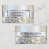 Elegant Trendy Stripe Silver Lijst, Blue Marble Visitekaartje (Voorkant / Achterkant)