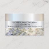 Elegant Trendy Stripe Silver Lijst, Blue Marble Visitekaartje (Achterkant)