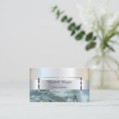 Elegant Trendy Stripe Silver Lijst, marmer Visitekaartje (Staand voorkant)