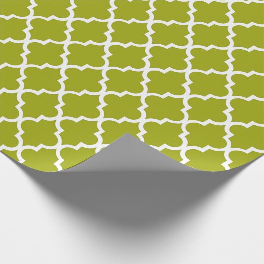 Elegant, trendy, verfrissende kalkgroene quatrefoi cadeaupapier (Hoek)