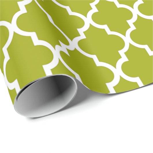 Elegant, trendy, verfrissende kalkgroene quatrefoi cadeaupapier (Rol Hoek)