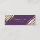 Elegant Trendy, Violet, Faux Gold Stripes Mini Visitekaartje (Voorkant)