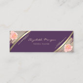 Elegant Trendy, Violet, Faux Gold Stripes, Rozen Mini Visitekaartje (Voorkant)