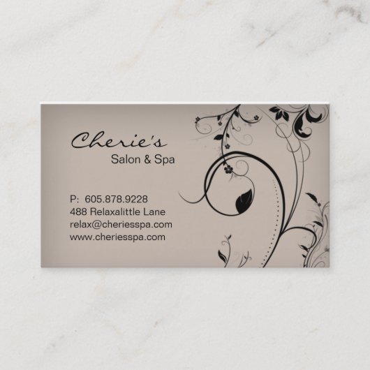 Elegant Trendy Visitekaartje Beige Swirls (Voorkant)