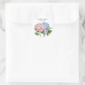 Elegant Trendy Watercolor Hydrangea Floral Wedding Ronde Sticker (Tas)