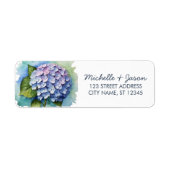 Elegant trendy waterverf hydrangea retouradres etiket (Voorkant)