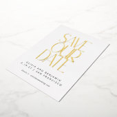 Elegant Trendy White en Gold Save the Date Folie Uitnodiging (Gedraaid)