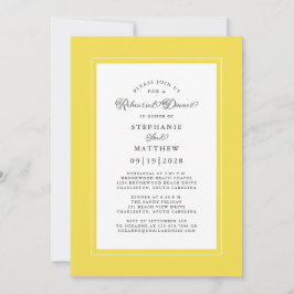 Elegant Trendy Yellow Wedding Rehearsal Dinner Kaart