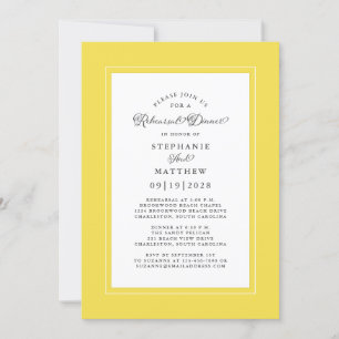 Elegant Trendy Yellow Wedding Rehearsal Dinner Kaart