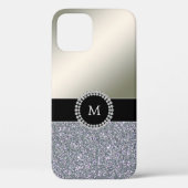 Elegant trendy zilverdiamant monogrammen Case-Mate iPhone case (Achterkant)
