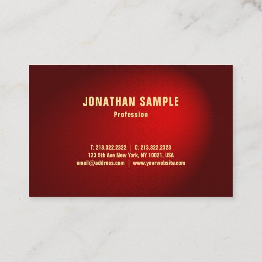 Elegant Trendy Zwart Rood Damast Sjabloon Luxe Visitekaartje (Achterkant)