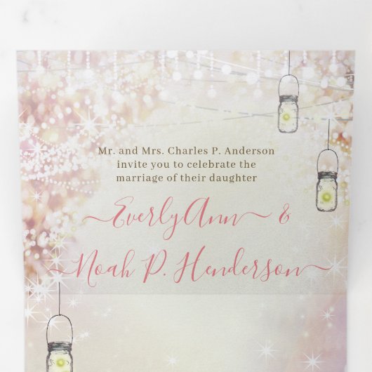 Elegant Tri-Fold Fairy Tale Wedding bevat RSVP Drieluik Programma (Binnenzijde eerst)