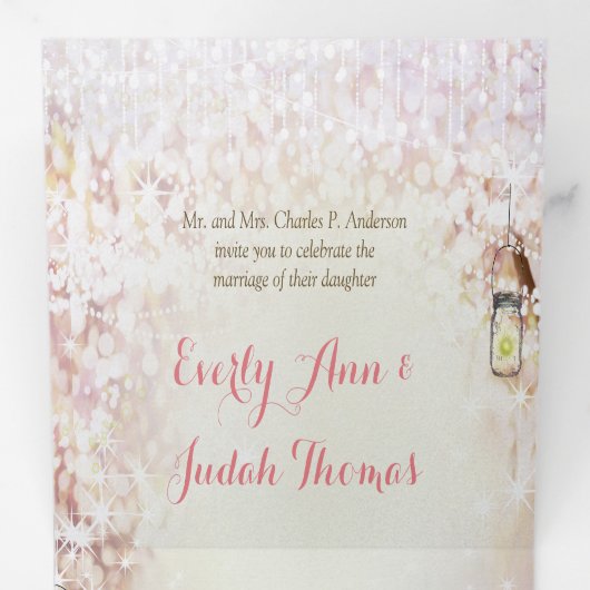 Elegant Tri-Fold Fairy Tale Wedding bevat RSVP Drieluik Uitnodiging (Binnenzijde eerst)