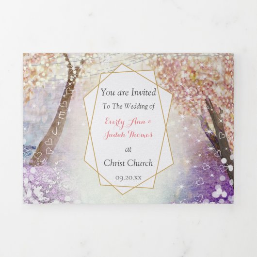 Elegant Tri-Fold Heart Leaf Wedding omvat RSVP Drieluik Uitnodiging (Cover)