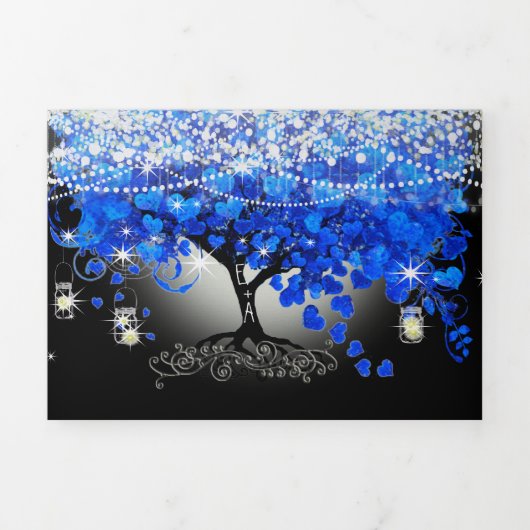 Elegant Tri-Fold Heart Leaf Wedding omvat RSVP Drieluik Uitnodiging (Cover)