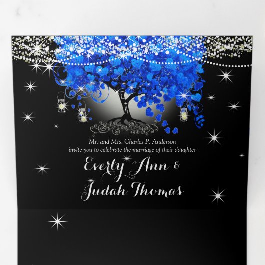 Elegant Tri-Fold Heart Leaf Wedding omvat RSVP Drieluik Uitnodiging (Binnenzijde eerst)