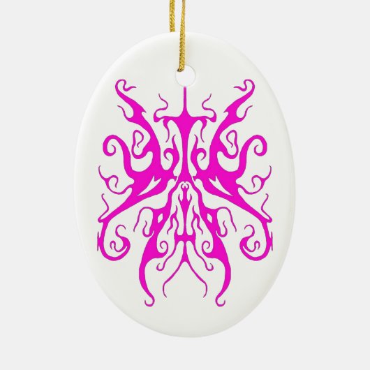 Elegant tribaal Tattoo design - roze Keramisch Ornament (Achterkant)