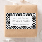 Elegant Tribal Patroon Zwart-wit Ikat Motief Etiket (Insitu)