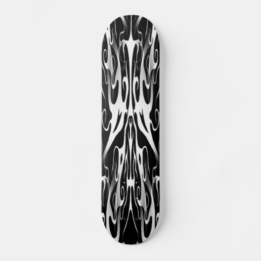 Elegant Tribal Tattoo Design - wit op zwart Skateboard (Voorkant)