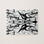 Elegant Tribal Tattoo Digital Black and White Legpuzzel (Horizontaal)