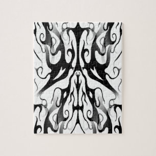 Elegant Tribal Tattoo Digital Black and White Legpuzzel