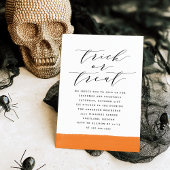 Elegant Trick or treat Script Halloween Party Kaart
