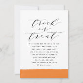 Elegant Trick or treat Script Halloween Party Kaart (Voorkant)