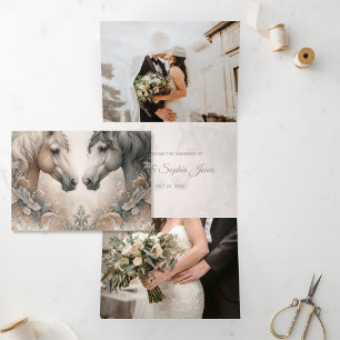 Elegant Trifold Voeg Foto Huwelijksaankondiging Drieluik Aankondiging