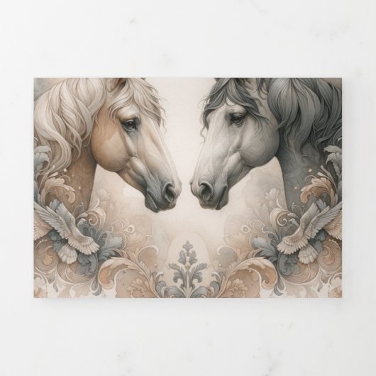 Elegant Trifold Voeg Foto Huwelijksaankondiging Drieluik Aankondiging (Cover)