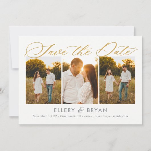 Elegant Trio Editable Kleur sparen de Kaart van de (Voorkant)