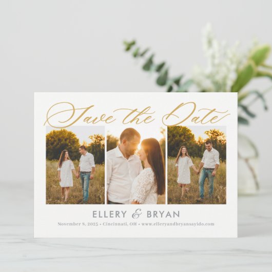 Elegant Trio Editable Kleur sparen de Kaart van de (Staand voorkant)