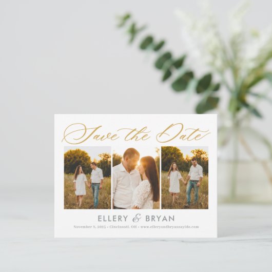 Elegant Trio Editable Kleur sparen het Briefkaart (Staand voorkant)