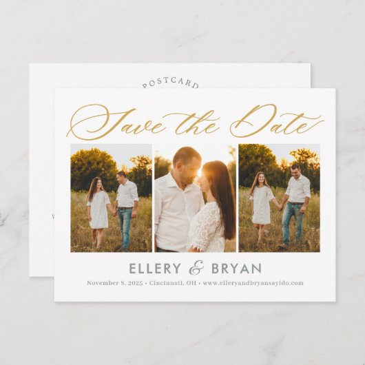 Elegant Trio Editable Kleur sparen het Briefkaart (Voorkant / Achterkant)