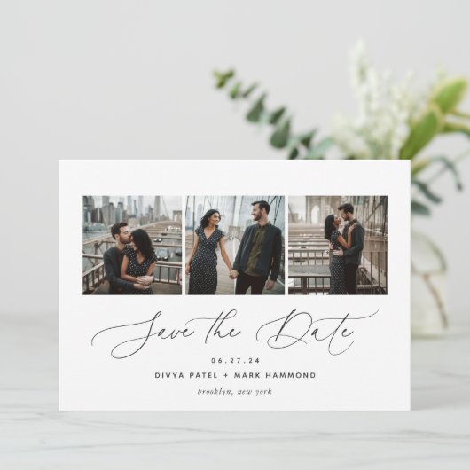 Elegant Trio | Multifoto Save The Date (Staand voorkant)