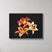 Elegant Trio van Geel Roze Daylilies Floral Canvas Afdruk (Voorkant)
