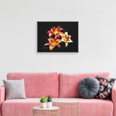 Elegant Trio van Geel Roze Daylilies Floral Canvas Afdruk (Insitu (Woonkamer))