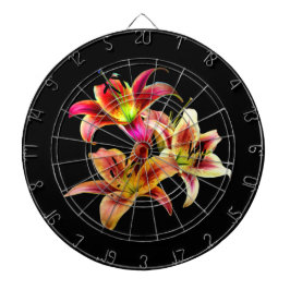 Elegant Trio van Geel Roze Daylilies Floral Dartbord