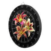 Elegant Trio van Geel Roze Daylilies Floral Dartbord (Voorkant Rechts)