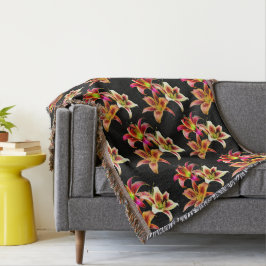 Elegant Trio van Geel Roze Daylilies Floral Deken