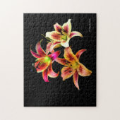 Elegant Trio van Geel Roze Daylilies Floral Legpuzzel (Verticaal)