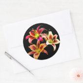 Elegant Trio van Geel Roze Daylilies Floral Ronde Sticker (Envelop)