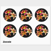 Elegant Trio van Geel Roze Daylilies Floral Ronde Sticker (Vel)
