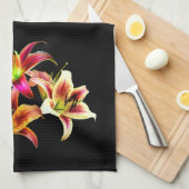 Elegant Trio van Geel Roze Daylilies Floral Theedoek (Quarter Fold)