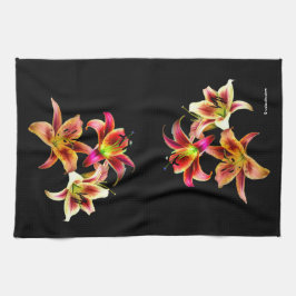 Elegant Trio van Geel Roze Daylilies Floral Theedoek