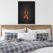 Elegant Trompe L'oeil Violin & Bow op 18x24 Black Canvas Afdruk (Insitu (Slaapkamer))